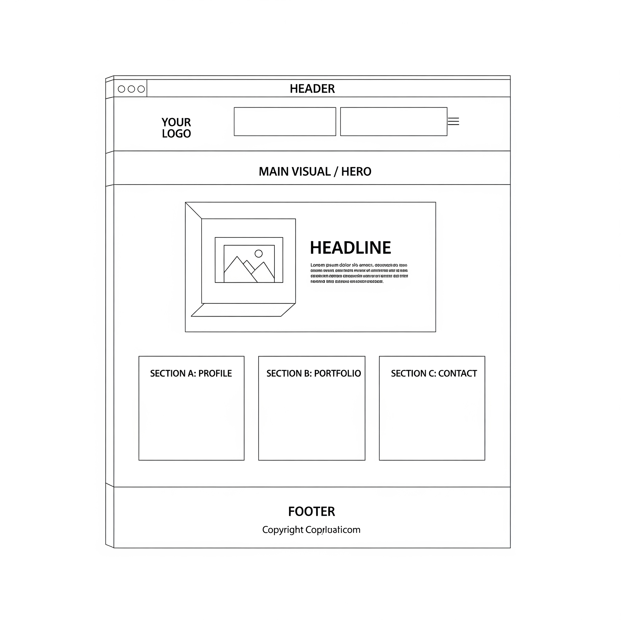 ワイヤーフレームのテンプレート画像